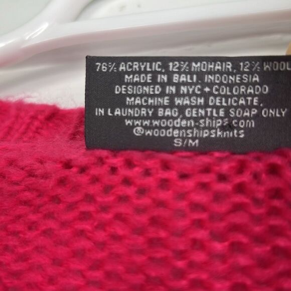 Wooden Ships Cameron Over Sized Pink Striped Knit Sweater Size Small/Medium - Picture 9 of 10
